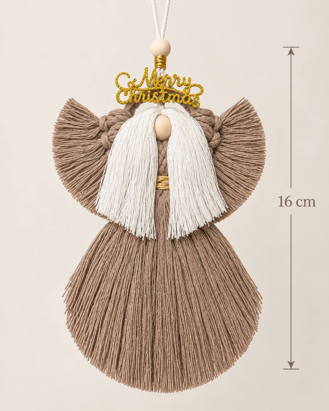 Ange de Noël en macramé 16 cm